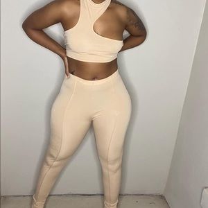 summer solid color sleeveless zip up set